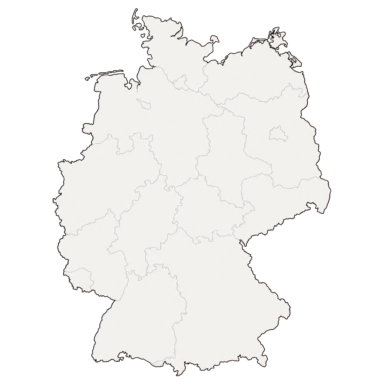 Deutschlandkarte mit den Grenzen der Bundesländer